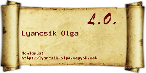 Lyancsik Olga névjegykártya